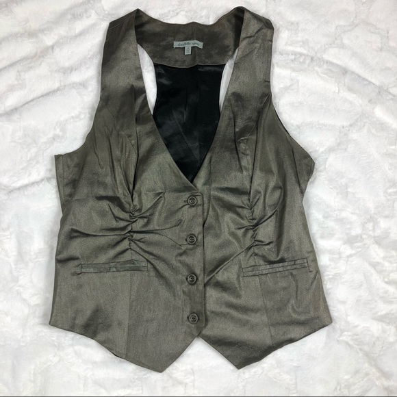 Charlotte Russe Olive Shimmer Vest size Medium - Picture 2 of 8